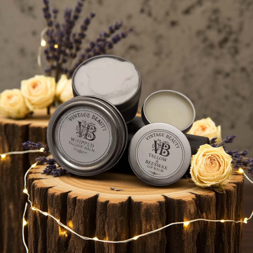 Beeswax & Tallow Lotion and Lip Balm Combo Set