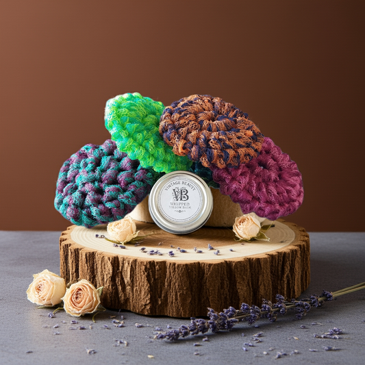 Exfoliating Scrubbie 3-pack + Whipped Tallow Balm 4 oz Set