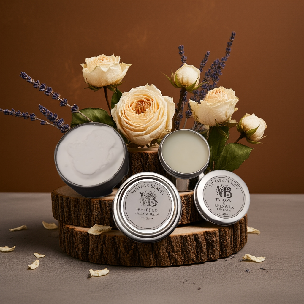 Beeswax & Tallow Lotion and Lip Balm Combo Set