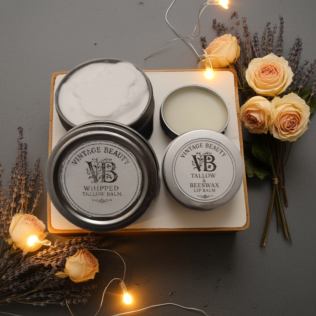 Beeswax & Tallow Lotion and Lip Balm Combo Set